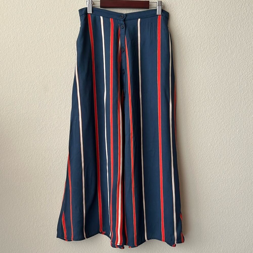 Women's H&M A-line Striped skirt, Midi Skirt with Slit size 6